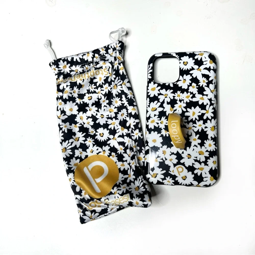 Loopy Case iPhone 11 Pro Daisy Floral Glossy Righty w Pouch Grip Case
